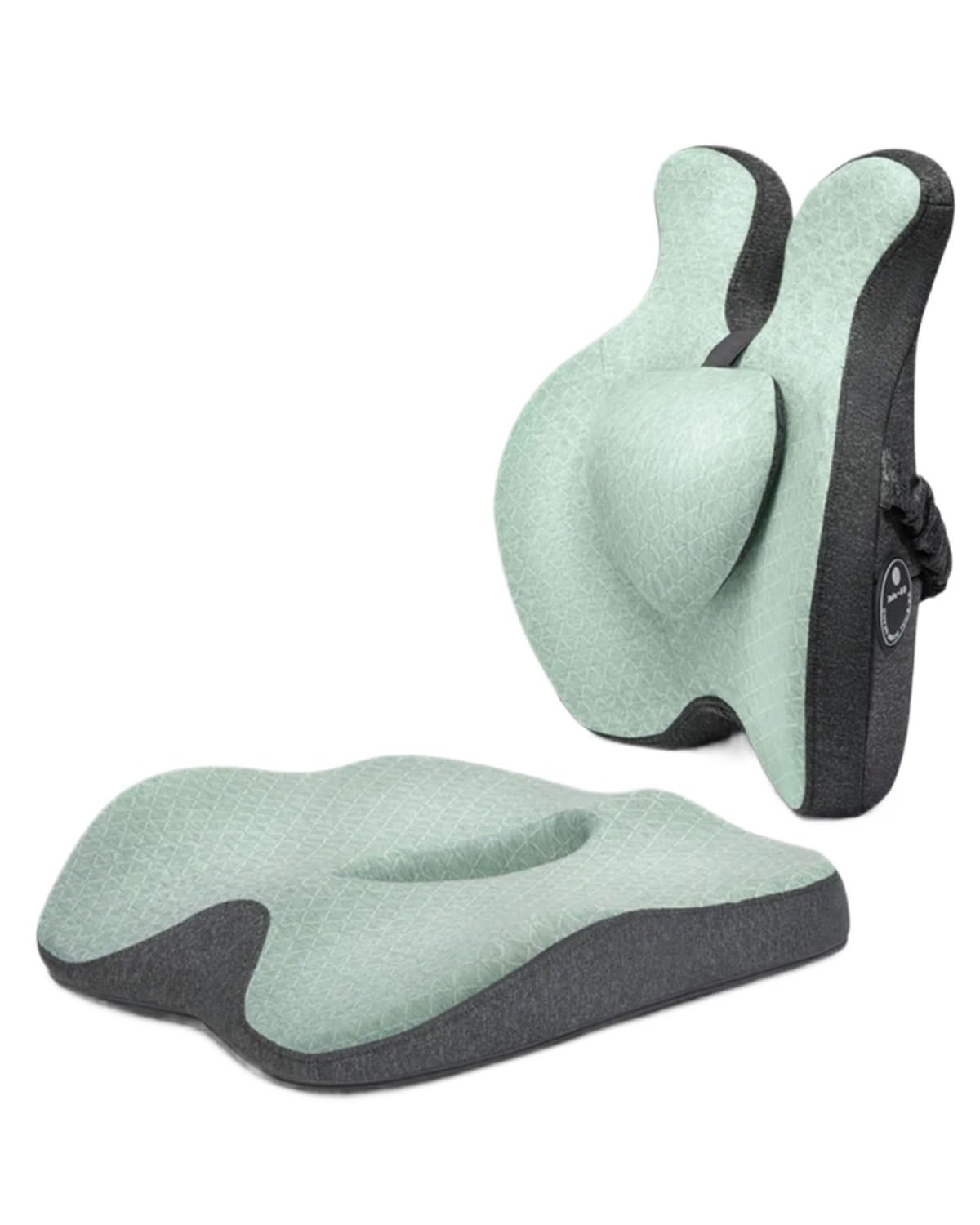 NBHGFF Auto Sitzauflagen Memory Foam Sitzkissen Orthopädisches Kissen Steißbein Bürostuhl Kissen Unterstützung Taille Rückenkissen Autositz Hüftmassage Pad Sets Sitzbezüge Sitzauflagen(-06-Green Set) von NBHGFF