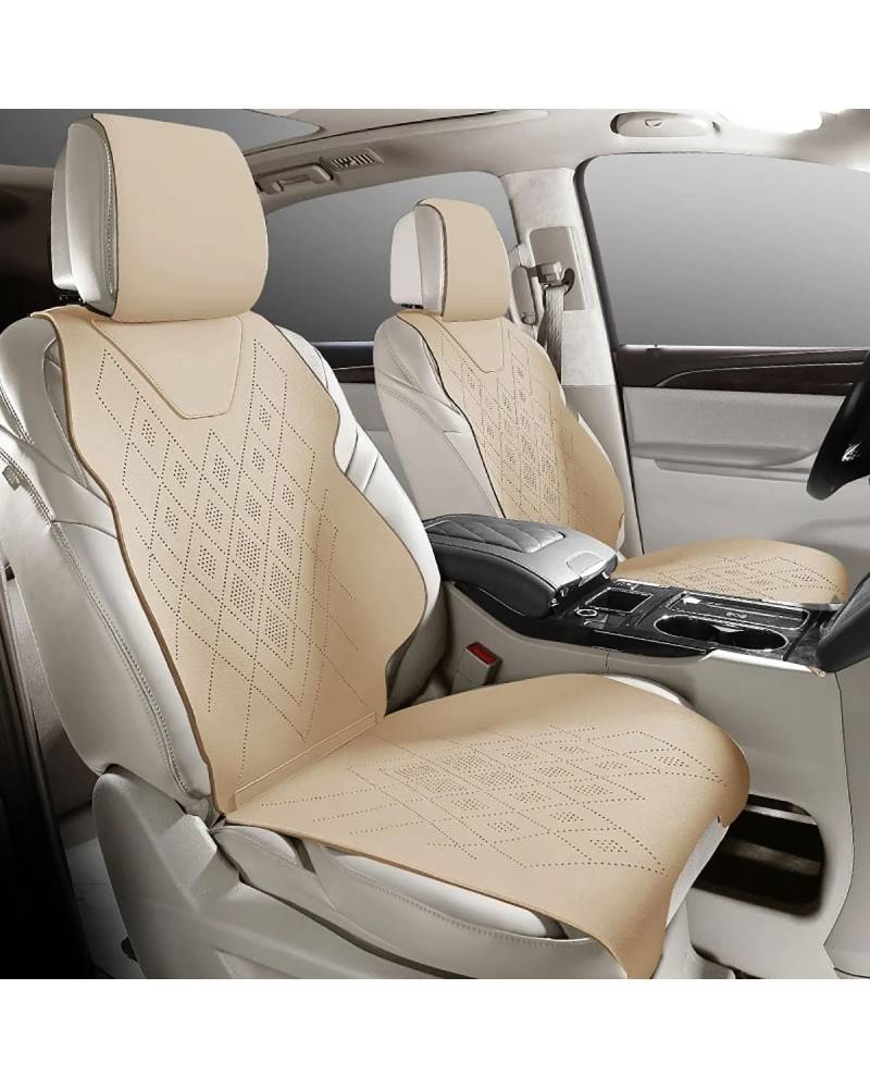 NBHGFF Auto Sitzauflagen Universal Fit Autozubehör Wildleder Sattel Sitzkissen Pad Halb Bedeckt Für 90% Limousine SUV UniversalSet Abdeckung Nur 2 Vordersitze Sitzbezüge Sitzauflagen(-05-beige) von NBHGFF