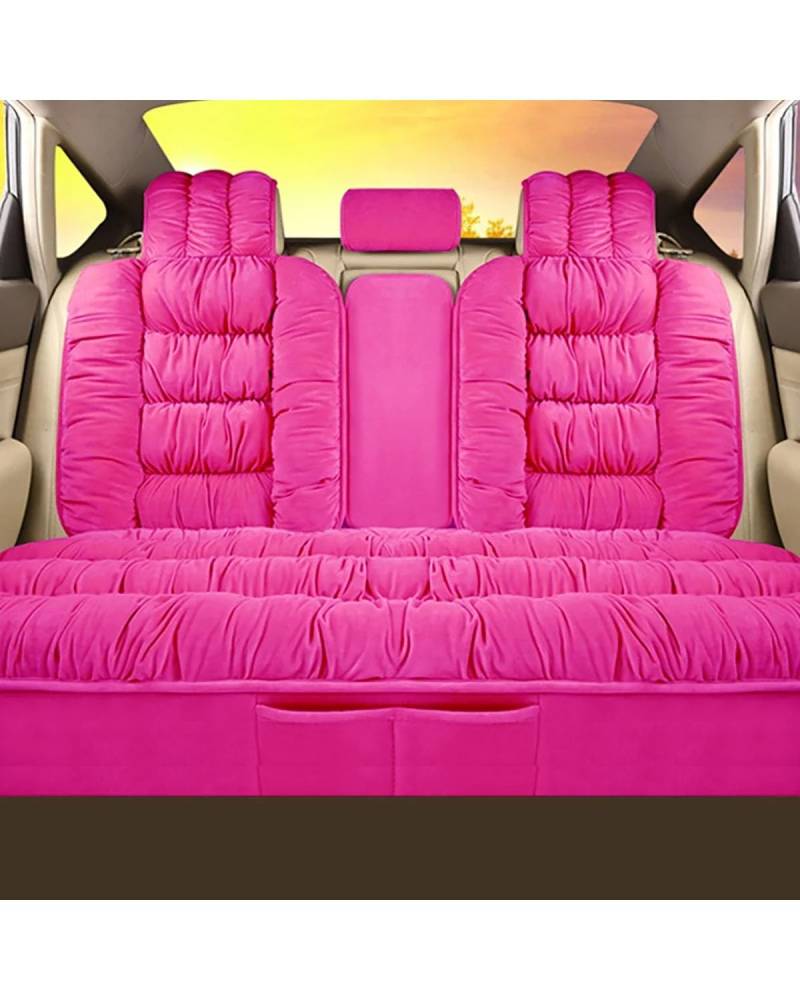 NBHGFF Auto Sitzauflagen Warme Plüsch Auto Sitzbezüge Winter Auto Innen Zubehör Autos Sitz Abdeckung Kissen Pad Matte Set Universal Auto Schutz Sitzbezüge Sitzauflagen(-04-Rear Seat Pink) von NBHGFF