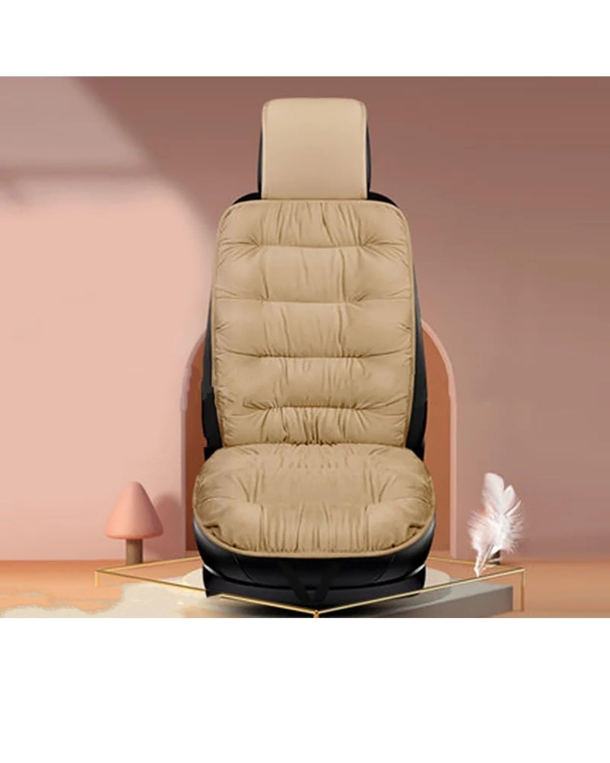 NBHGFF Auto Sitzauflagen Winter Verdicken Auto Sitzkissen Universal Weiche Plüsch Abdeckung Auto Innen Für Fahrzeug Auto Sitz Pad Sitzbezüge Sitzauflagen(-03-Beige Front seat 1PC) von NBHGFF