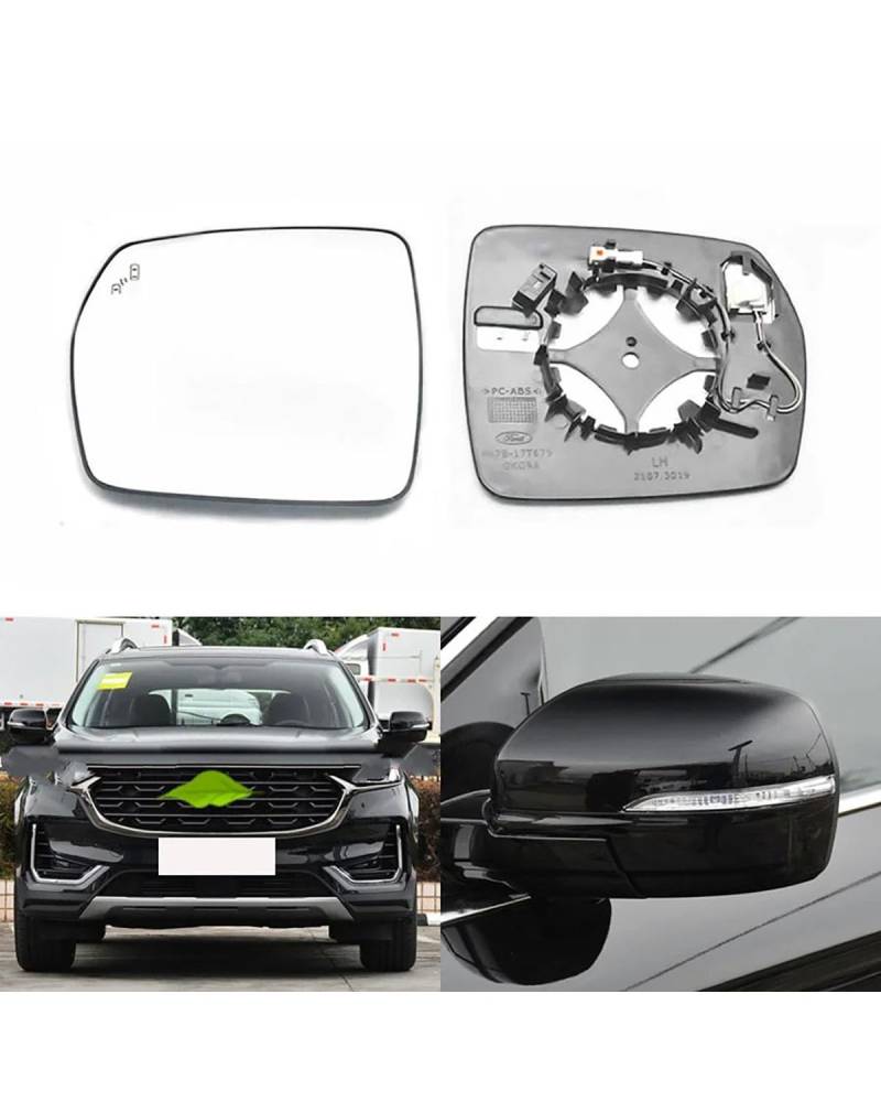 Umkehrlinse Rückfahrglas Spiegel Für Ford Für Edge 2015-2020 Außenspiegel Reflektierende Linse Rückspiegellinsen Glas Mit Heizung Toter Winkel Außenspiegelglas(1PCS Left Side) von NBHGFF