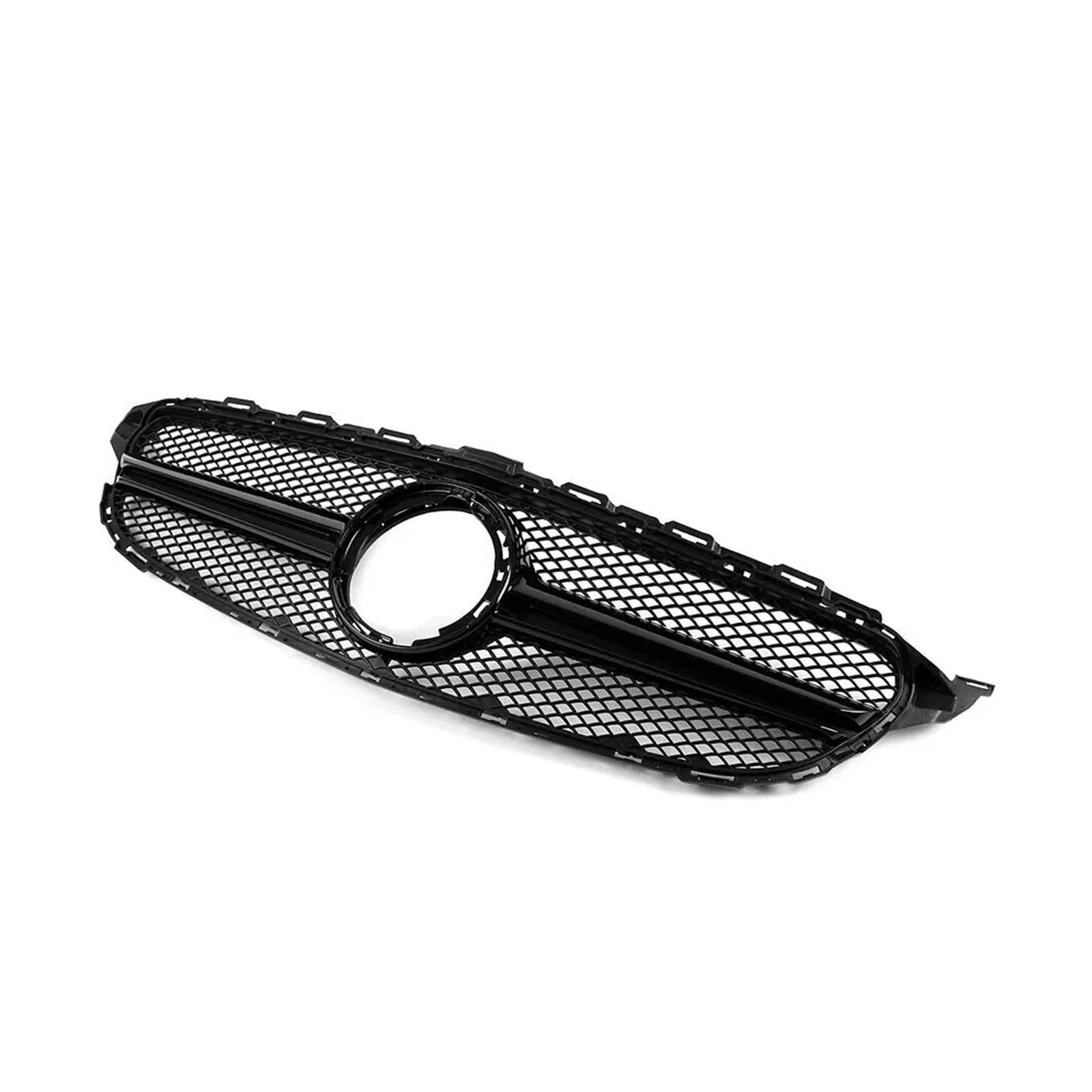 AMG Style Grill Frontgrill Kompatibel for Mercedes Benz W205 C Klasse 2019-2021 Kompatibel for C200 C300 C250 C43 AMG Silber/Schwarz Obere Stoßstangenhaube Mesh(Black1) von NBVTSVBS