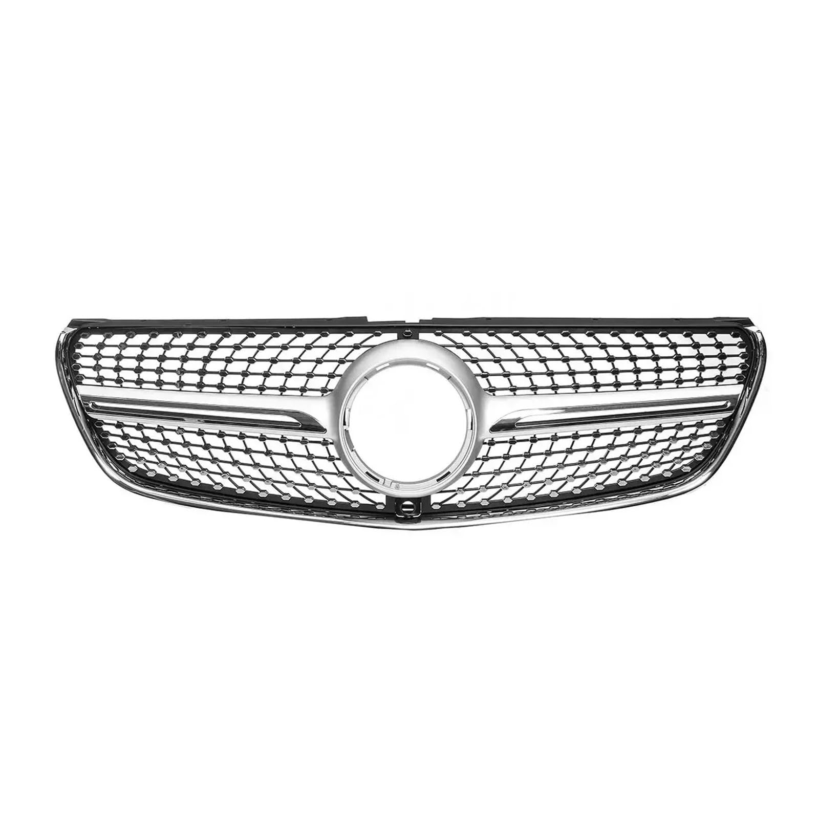 Damond Grill Mesh Auto Frontstoßstangengrill Kompatibel for Mercedes Benz V Klasse W447 V250 V260 2015-2020 Mit Kamera ABS Body Kit(Chrome Silver) von NBVTSVBS