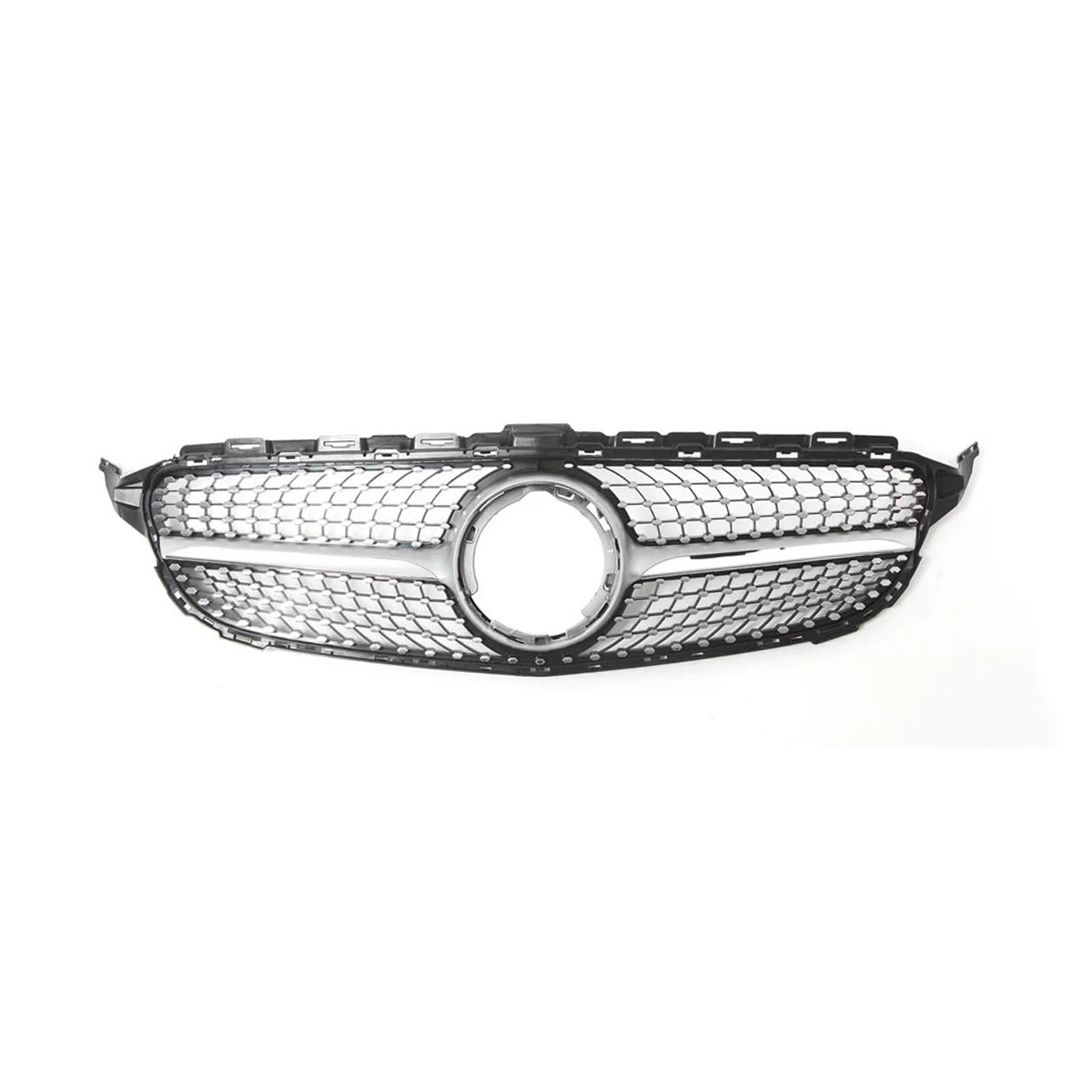 Frontgrill Racing Grill Diamond Style Kompatibel for Mercedes Benz C W205 C205 S205 2019-2021 Kompatibel for C180 C200 C250 C260 C300 Mesh(Diamond- Silver) von NBVTSVBS