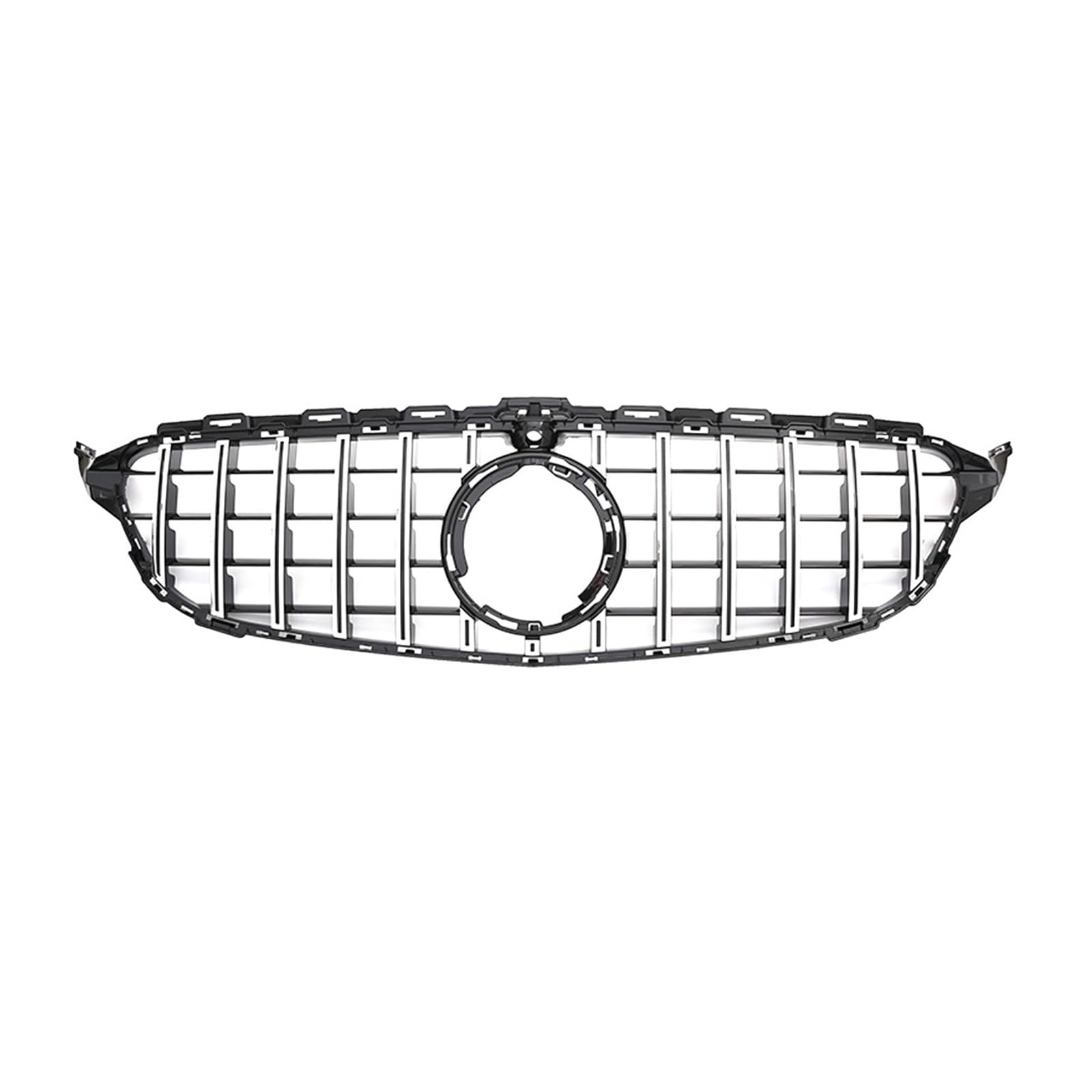 Frontgrill Racing Grill Diamond Style Kompatibel for Mercedes Benz C W205 C205 S205 2019-2021 Kompatibel for C180 C200 C250 C260 C300 Mesh(GT-Silver WHole) von NBVTSVBS