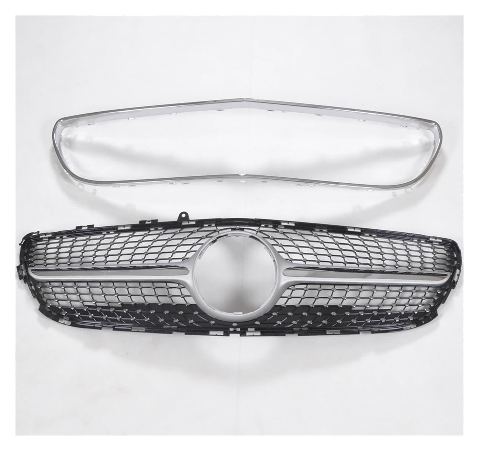 Kompatibel for Mercedes-Benz W218 CLS Klasse 2014-2018 Kühlergrill Silber/Schwarz Mit Rahmen Abdeckung Oberen Stoßstange Haube Mesh(Silver1) von NBVTSVBS