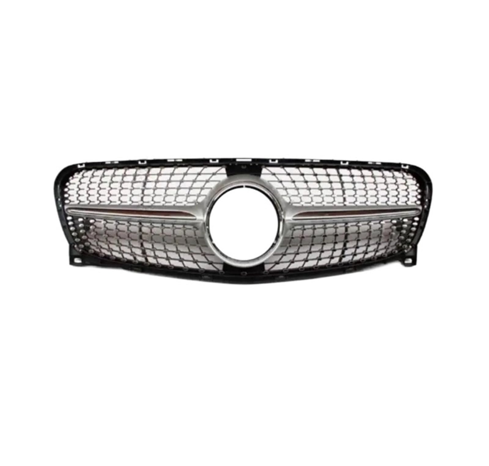 Kühlergrill, Rennsport-Stoßstangengrill, kompatibel mit Mercedes Benz GLA X156 2014–2019, Sportmodifikation, Mittelhaube, Netzdekoration, Ersatz(14-16 Diamond Silver) von NBVTSVBS