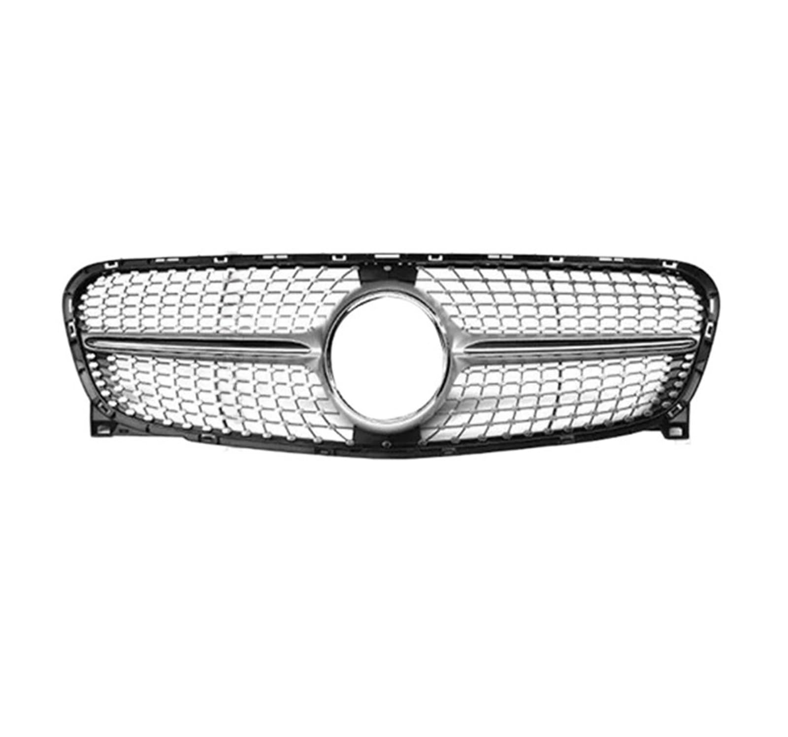 Kühlergrill, Rennsport-Stoßstangengrill, kompatibel mit Mercedes Benz GLA X156 2014–2019, Sportmodifikation, Mittelhaube, Netzdekoration, Ersatz(17-19 Diamond Silver) von NBVTSVBS