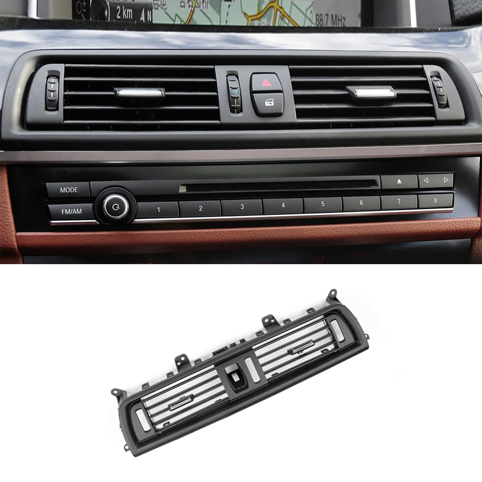 Air Conditioning Vent Grill Outlet Panel Air Grilles Innenraum AC Air Vent für BMW 5 Serie F10 F11 F18 520 525 525 528 535 (Mitte, Chromfreier Streifen) von NCOUUOCN