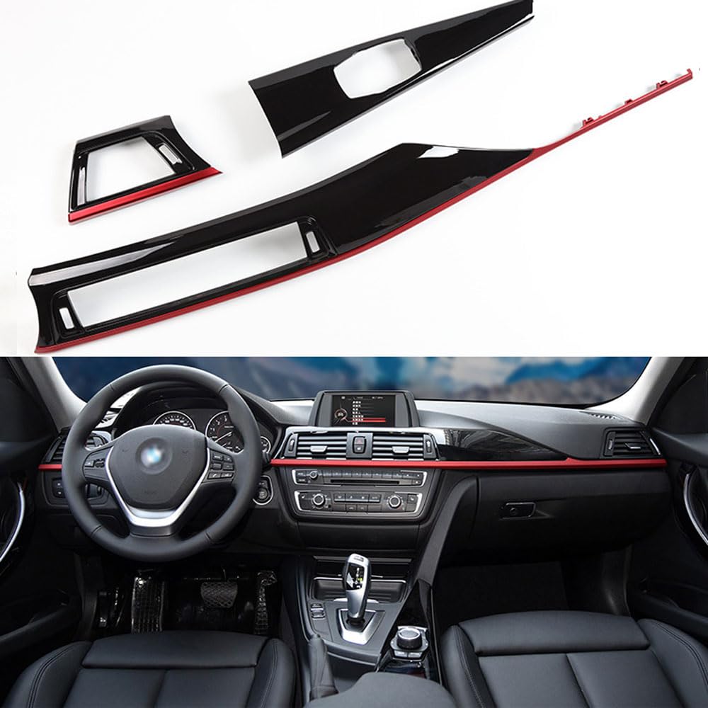 NCOUUOCN Mittelkonsole Innenverkleidung Abdeckung kompatibel mit BMW F30 F31 F32 F33 F34 F35 F36 F80 F81 F82 F83 F84 Mittelkonsole Multimedia-Tastenverkleidung (rot) von NCOUUOCN