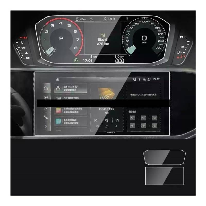 Digital Cockpit Schutzfolie Displayschutzfolie aus gehärtetem Glas für Q3 2021 2022, Autoradio, GPS-Navigation und Armaturenbrett-Instrumentenfolie Displayschutzfolie von NCPPIUIB