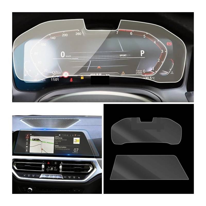 Digital Cockpit Schutzfolie Für 3 Serie Für G20 Für G21 2019-2021 Auto Dashboard Instrument Panel GPS Bildschirm Gehärtetes Glas Schutz Film Displayschutzfolie von NCPPIUIB