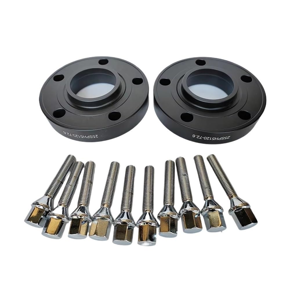 Spurverbreiterungen 25 mm 5 x 120 Spurverbreiterungen, 72,6 mm Raddichtungsflansch + Radmutter, Spurverbreiterung für 5er-Serie für E60 E61 2004–2010 Auto Distanzscheiben von NCPPIUIB