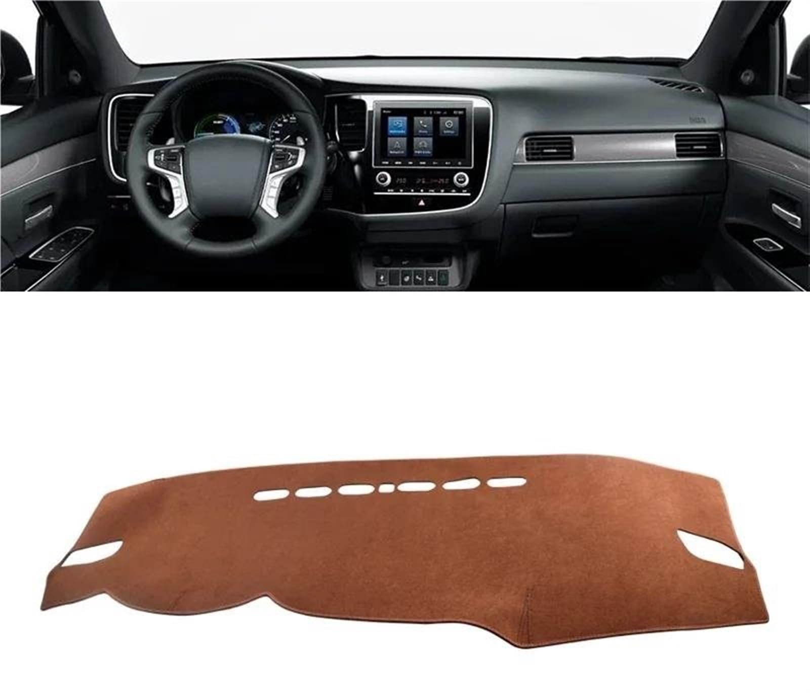 Armaturenbrett Abdeckung Auto-Armaturenbrett-Abdeckung, Für Mitsubishi Für Outlander 3 III 2013 2014 2015 2016 2017 2018 2019 2020, Sonnenschutz-Zubehör Armaturenbrett Matte(B LHD Brown) von NCTPICLC