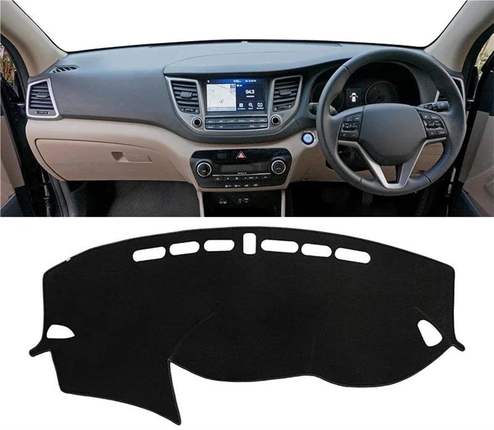 Armaturenbrett Abdeckung Auto Armaturenbrett Abdeckung Für Hyundai Für Tucson TL 2015 2016 2017 2018 Instrument Schreibtisch Sonnenschutz Matte Dash Rutschfeste Pad Armaturenbrett Matte(A RHD Black Si von NCTPICLC