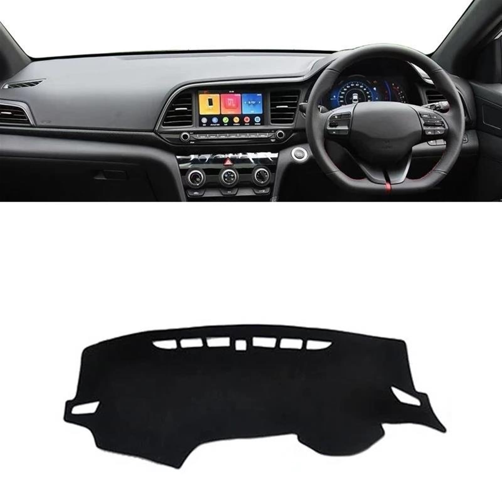 Armaturenbrett Abdeckung Für Hyundai Für Elantra AD 2016 2017 2018 2019 2020 LHD RHD Auto Dashboard Abdeckung Matte Instrument Panel Teppich Armaturenbrett Matte(RHD Black Side) von NCTPICLC