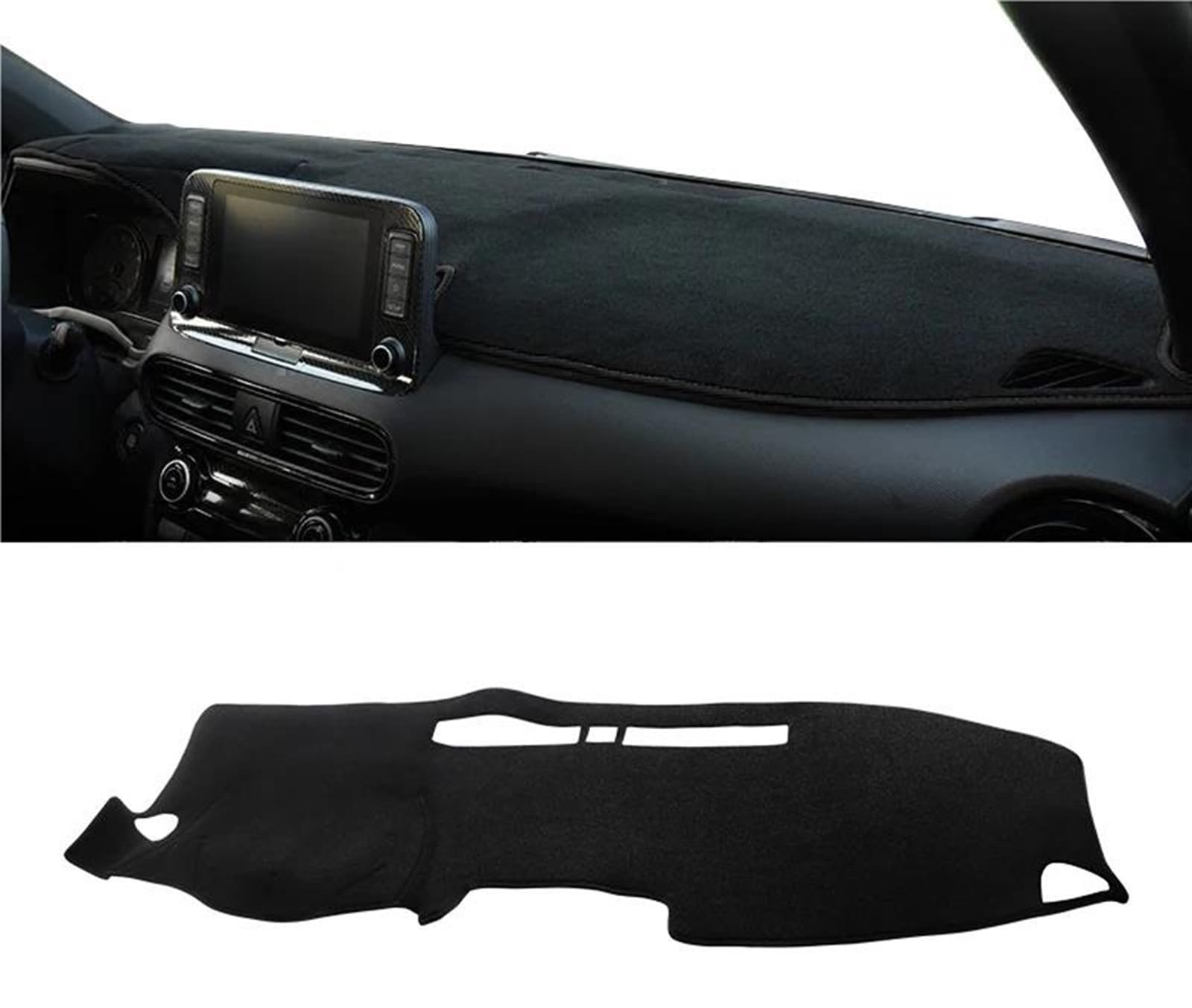 Armaturenbrett Abdeckung Für Hyundai Für KONA 2017 2018 2019 2020 2021 2022 2023 Auto Dashboard Sonnenschutz Pad Matten Zubehör Armaturenbrett Matte(A LHD Black Side) von NCTPICLC