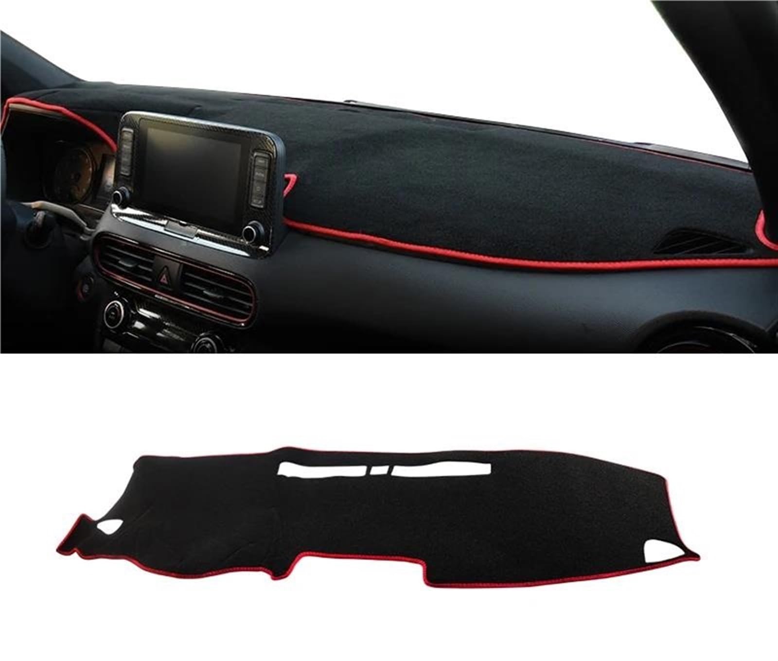 Armaturenbrett Abdeckung Für Hyundai Für KONA 2017 2018 2019 2020 2021 2022 2023 Auto Dashboard Sonnenschutz Pad Matten Zubehör Armaturenbrett Matte(A LHD Red Side) von NCTPICLC