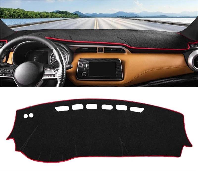 Armaturenbrett Abdeckung Für Nissan Für Kicks P15 2016 2017 2018 2019 2020 2021 2022 2023 2024 Auto Dashboard Abdeckung Pad Sonnenschutz Matte Teppiche Armaturenbrett Matte(A Red Side LHD) von NCTPICLC