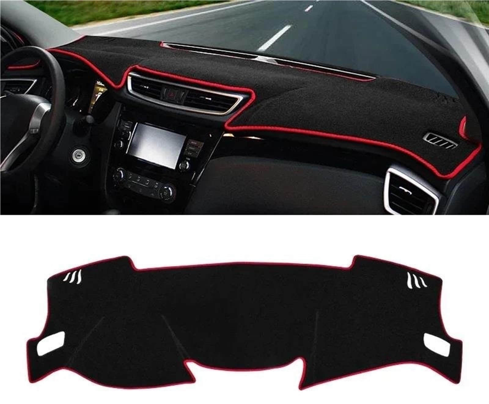 Armaturenbrett Abdeckung Für Nissan Für Qashqai J11 2014 2015 2016 2017 2018 2019 2020 Auto Armaturenbrett Abdeckung Dash Matte Sonnenschutz rutschfeste Pad Armaturenbrett Matte(A LHD Red Side) von NCTPICLC