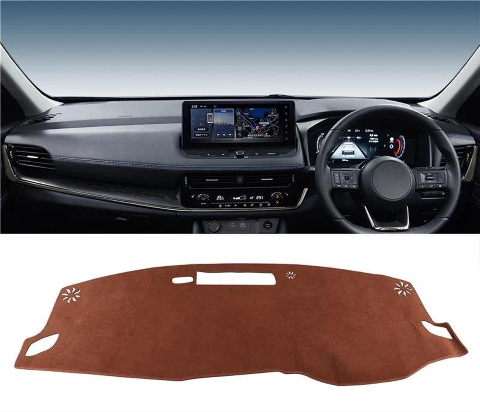 Armaturenbrett Abdeckung Für Nissan Für X-Trail T33 2021 2022 2023 2024 Auto-Armaturenbrett-Abdeckung Vermeiden Sie Lichtpad Sonnenschutzmatte Teppich Armaturenbrett Matte(B-RHD-Brown) von NCTPICLC