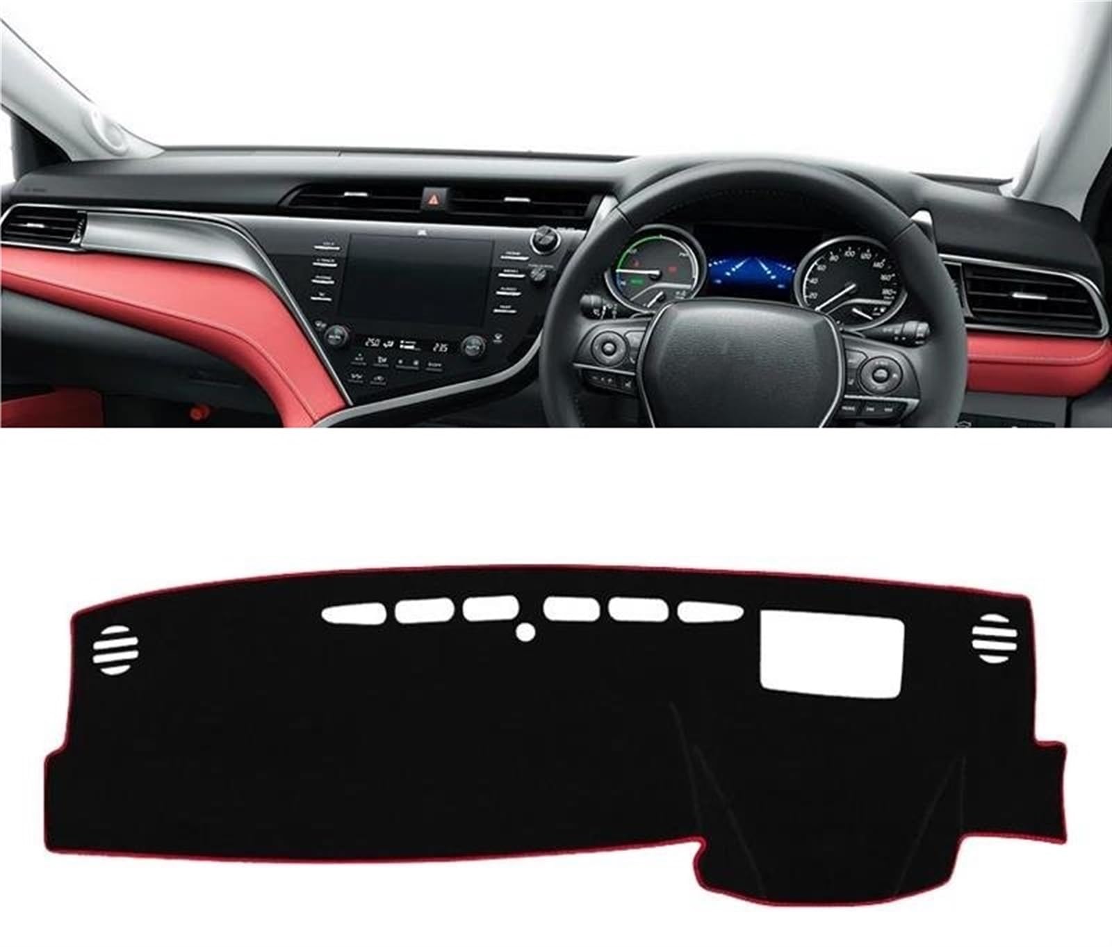 Armaturenbrett Abdeckung Für Toyota Für Camry XV70 Für Hybrid 2018 2019 2020 2021 2022 2023 2024 Auto Dashboard Abdeckung Dash Matte Sonnenschutz Pad Armaturenbrett Matte(A RHD Red Side) von NCTPICLC