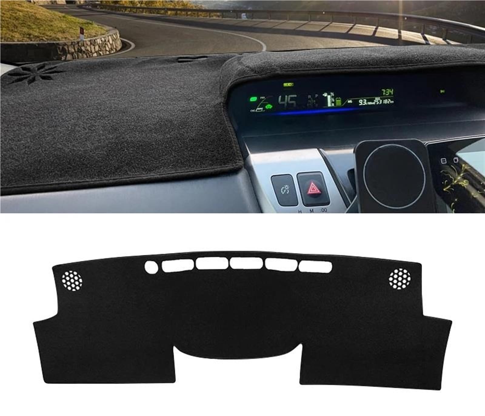 Armaturenbrett Abdeckung Für Toyota Für Prius V 2012 2013 2014 2015 2016 2017 2018 2019 Auto Dashboard Abdeckung Matte Dashboard Sonnenschutz Pads Armaturenbrett Matte(A Black Side LHD) von NCTPICLC