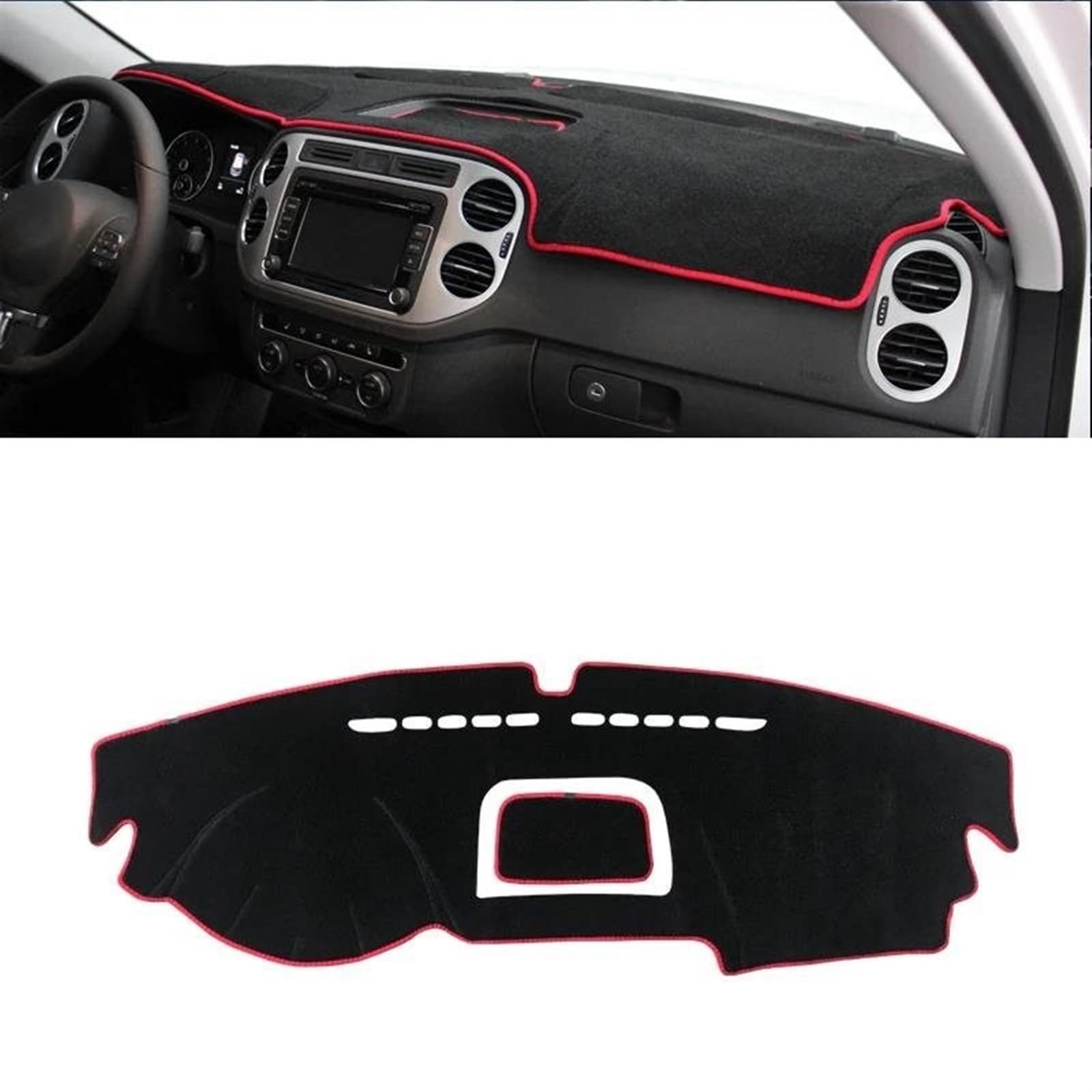 Armaturenbrett Abdeckung Für VW Für Tiguan MK1 2009 2010 2011 2012 2013 2014 2015 Auto Dashboard Abdeckung Dash Matte Sonnenschutz Pad Armaturenbrett Matte(A Red Side LHD) von NCTPICLC