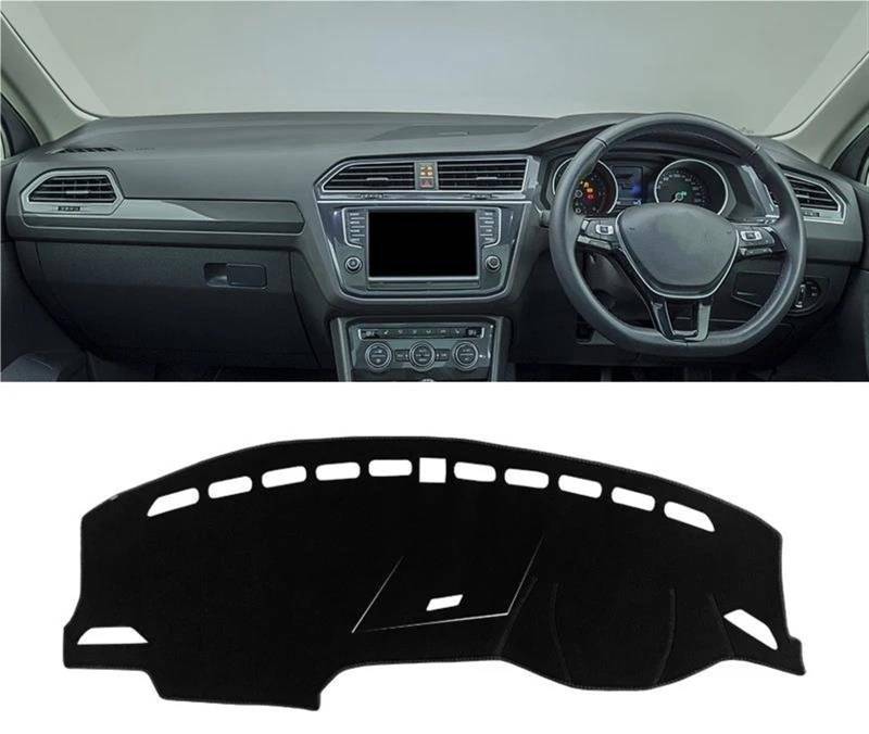 Armaturenbrett Abdeckung Für VW Für Tiguan MK2 2016 2017 2018 2019 2020 2021 2022 2023 Auto Dashboard Abdeckung Matte Instrument Teppiche Armaturenbrett Matte(A Black Side RHD) von NCTPICLC