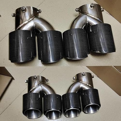 Auspuffblende Für G22 G23 G26 M440i 2021 2022 2023 + Dual Auspuffrohr Schalldämpfer Spitze Auspuff System Düse Endrohr Auto Quad Auspuff Spitze Schalldämpfer(Carbon Fiber E) von NCTPICLC