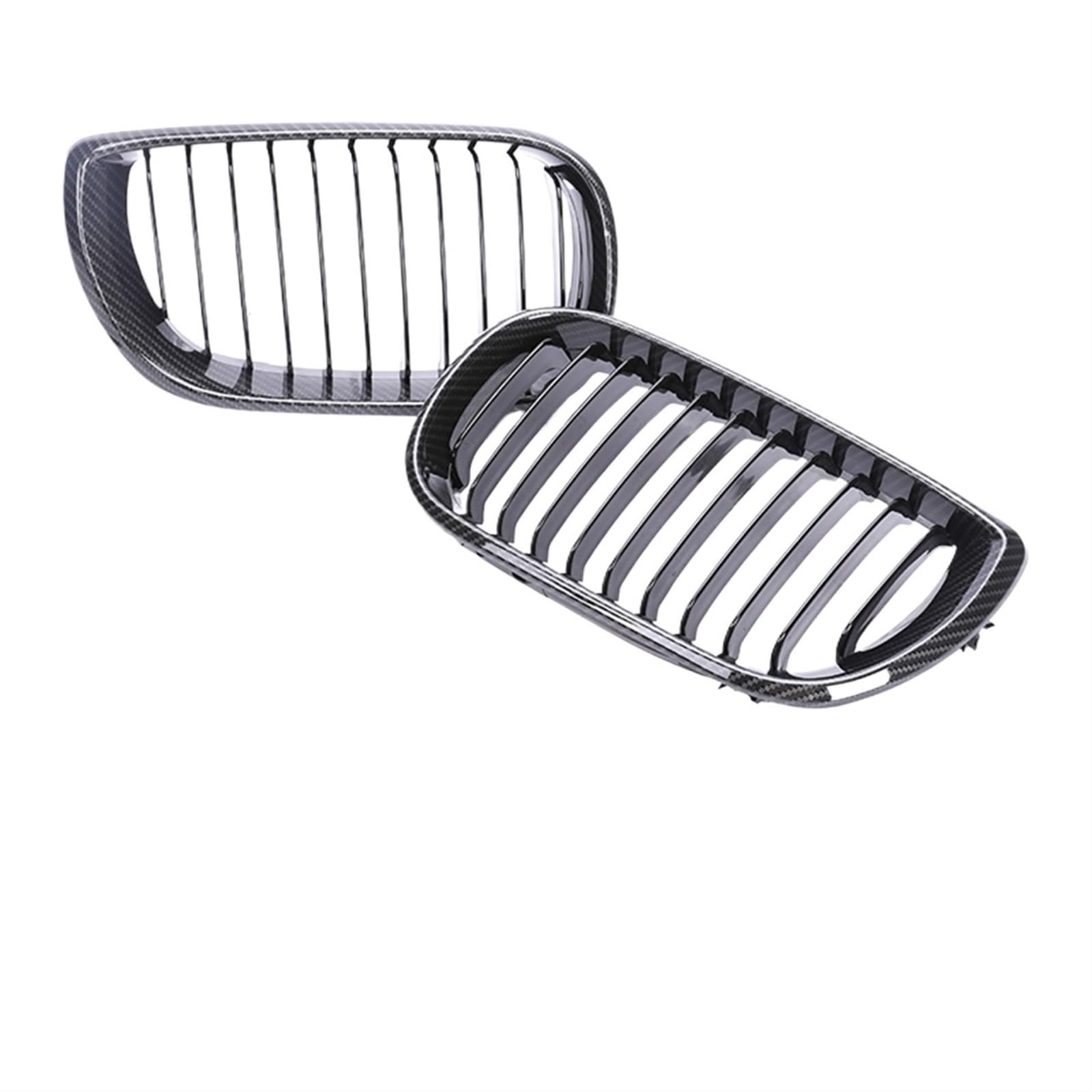 Auto Kühlergrill Auto-Frontstoßstange, Nieren-Racing-Grill, Glänzend Schwarz, Haubengrill, Doppellamellen, Für 3er-Serie E46 Facelift 2004 2005 2006 2007 2/4-Türer Sport Kühlergrill(4-single carbo 04- von NCTPICLC