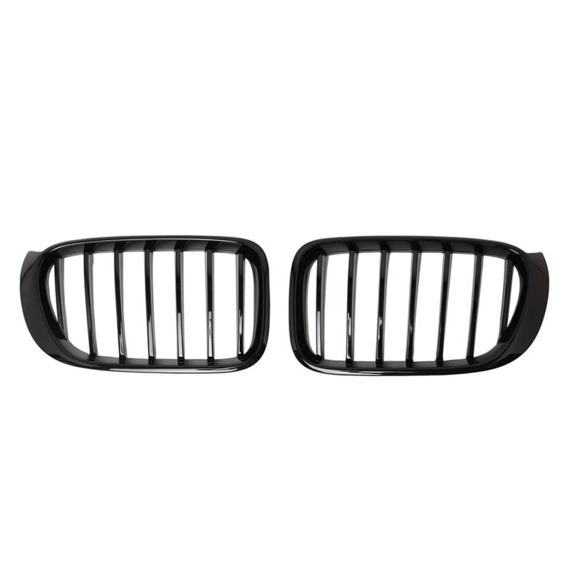 Auto Kühlergrill Chrom-Diamanten-Stil Frontstoßstangengitter Für X3 F25 X4 F26 2014 2015 2016 2017 2018 Carbonfaser-Look Doppellinien-Renngrill Sport Kühlergrill(Single-Glossy Black) von NCTPICLC