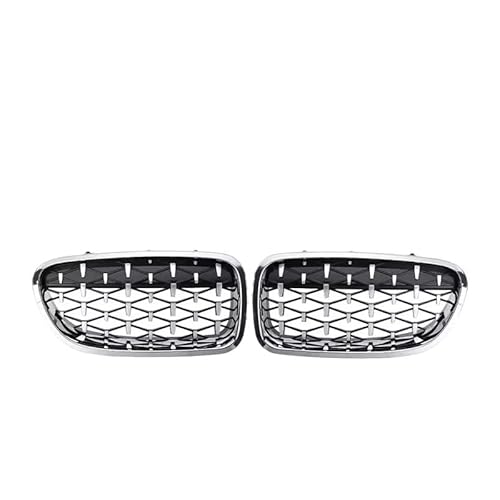 Auto Kühlergrill Diamant-Stil Auto-Frontgrill, Glänzend Schwarz, Renngrill Für 5er F10 Grill F11 F18 2010–2017, Auto-Styling-Zubehör Sport Kühlergrill(Full Sliver) von NCTPICLC