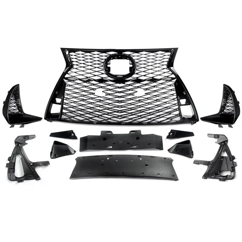 Auto Kühlergrill EIN Set Für Lexus IS250 IS350 F Sport 2017 2018 2019 2020 2021 2022 Front Upper Lower Grille Gloss Black Sport Kühlergrill von NCTPICLC