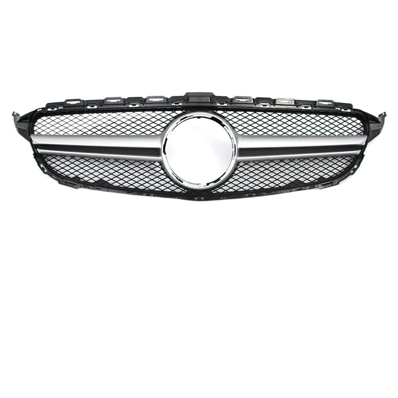 Auto Kühlergrill Frontstoßstangengrill Für Benz C-Klasse W205 C180 C200 C250 C300 2015 2016 2017 2018, Chrom-Schwarz-Diamanten-Stil, Renngitter Sport Kühlergrill(A-Chrome Silver) von NCTPICLC