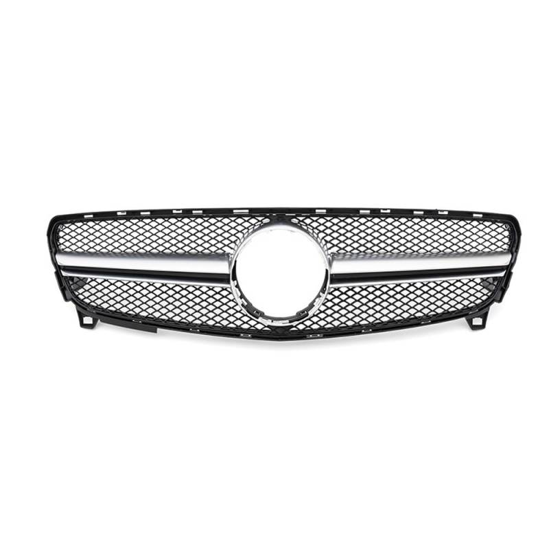 Auto Kühlergrill Für Benz A-Klasse W176 2016 2017 2018 A180 A200 A250 A45 Für AMG Chrom Schwarz Diamanten Stil Grille Schwarz Für GTR Front Stoßstange Grille Sport Kühlergrill(A-Silver) von NCTPICLC