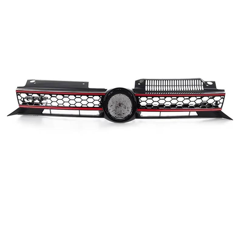 Auto Kühlergrill Für VW Für Golf 6 MK6 2009 2010 2011 2012 2013 Honeycomb Mesh Auto Vorderen Stoßfänger Kühlergrill Für GTI Stil Center Racing Grill Sport Kühlergrill(Red Line) von NCTPICLC