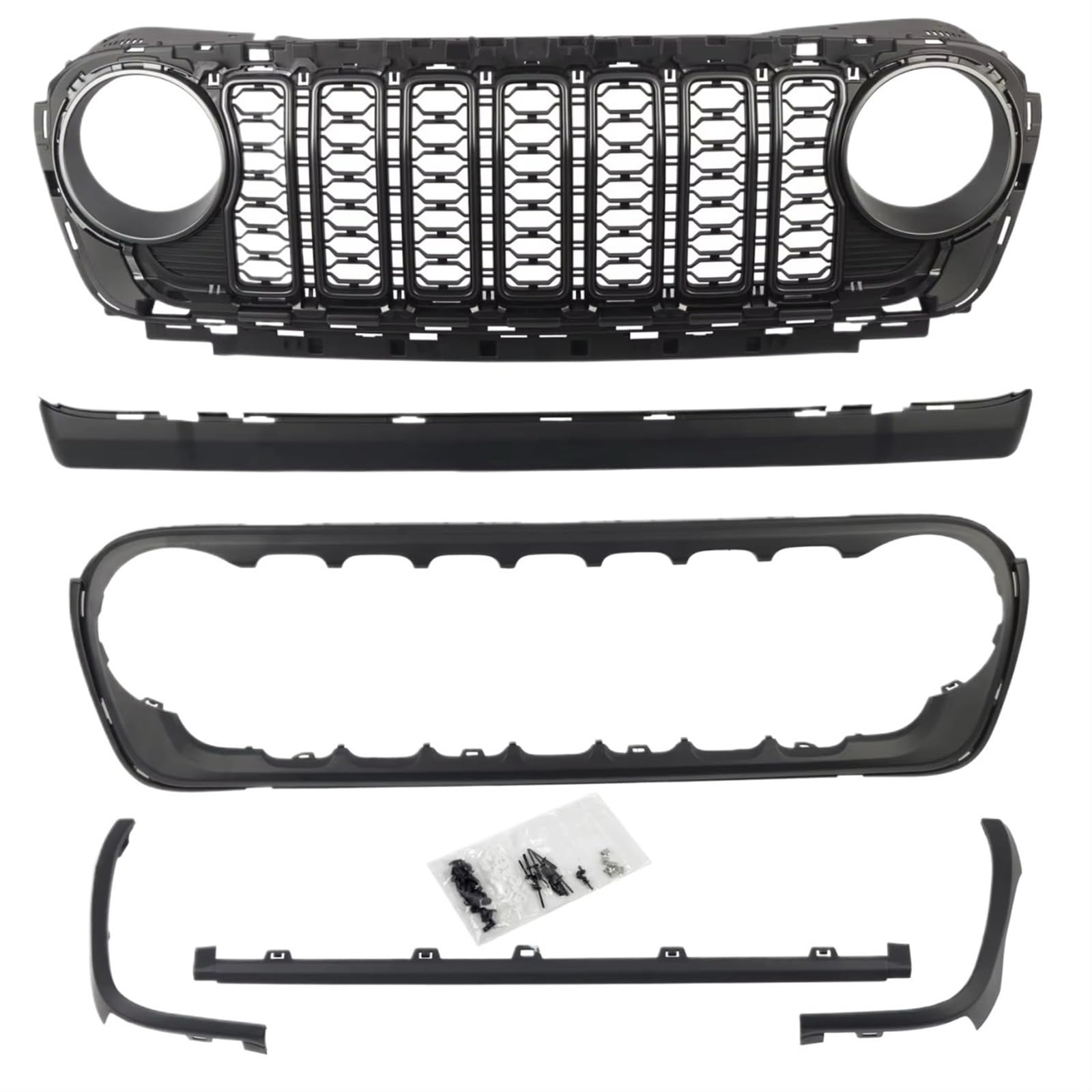 Auto Kühlergrill Kühlergrill Gitter Grill Schutz Für Jeep Für Wrangler JL Für Gladiator JL 2018 2019 2020 2021 2022 2023 2024 ABS Blackout Kein Kamera Loch Sport Kühlergrill von NCTPICLC