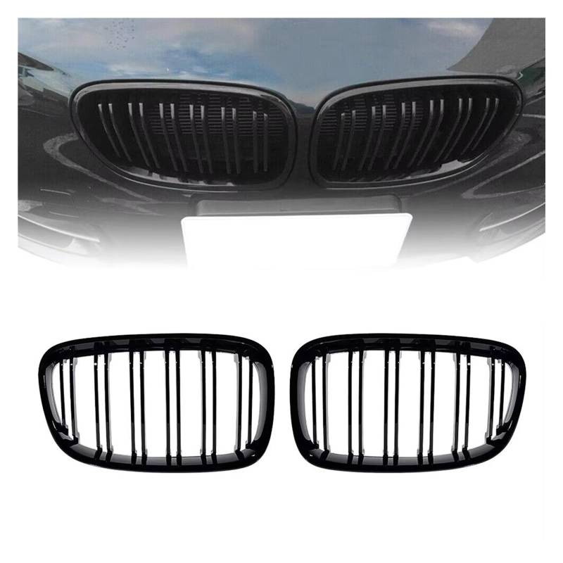 Auto Kühlergrill Racing-Grill Mit 2 Lamellen Für F20 F21 120i LCI 1 Serie 2014 2015 2016 2017, Glänzend Schwarz, Vorderer Nierengrill Sport Kühlergrill(Black(2011-2014)) von NCTPICLC