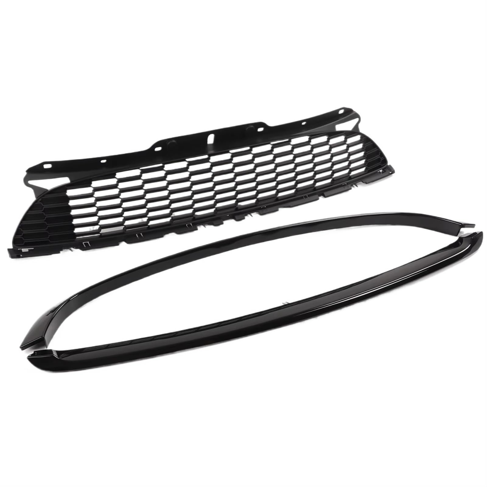 Auto Kühlergrill Set Glänzend Schwarz Fronthaubenform Grille Surround Cover Trim Kits Für R55 R56 R57 R58 R59 S JCW 2007–2015 Frontstoßstangen-Haubenschutz Sport Kühlergrill von NCTPICLC