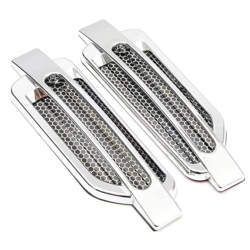 Luftansaugrohr Lufteinlass 1 Paar Auto Seite Kotflügel Vent Aufkleber Air Flow Spoiler Racing Intake Grille Trim Chrom Dekorative Zubehör Lufteinlassschlauch(F1-470-silver) von NCTPICLC