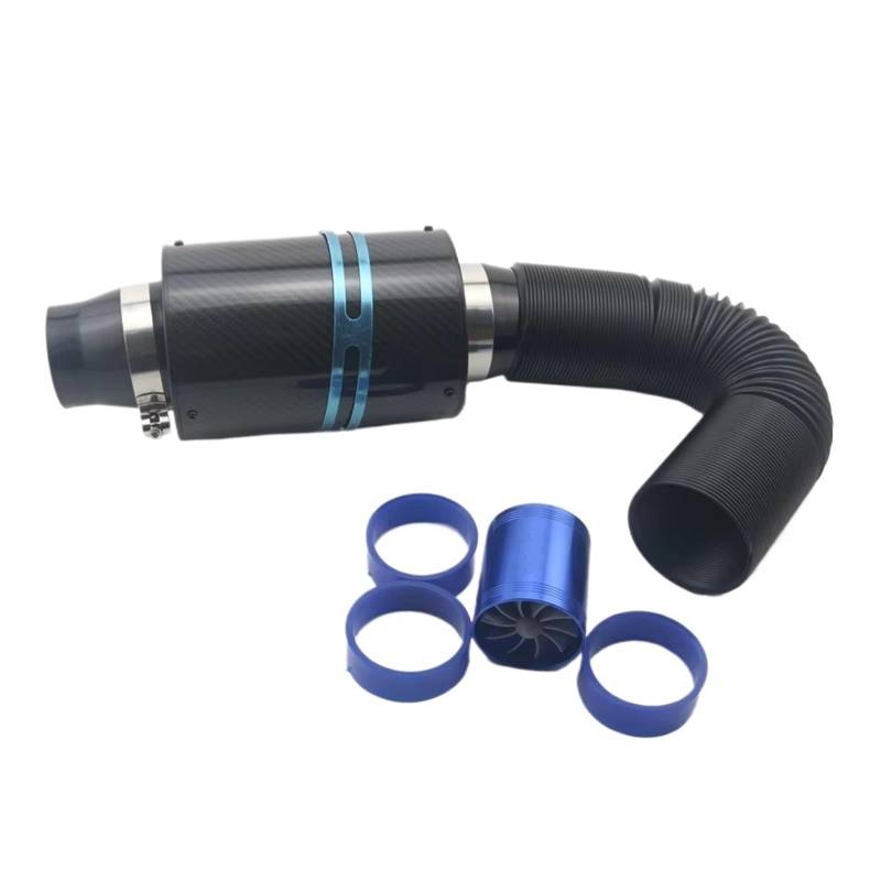 Luftansaugrohr Lufteinlass 1 Set 3 Zoll Carbon Fibre Auto Kaltluftfilter Feed Geschlossenen Intake Induktion Rohr Schlauch Kit Universal Lufteinlassschlauch(with Fan) von NCTPICLC