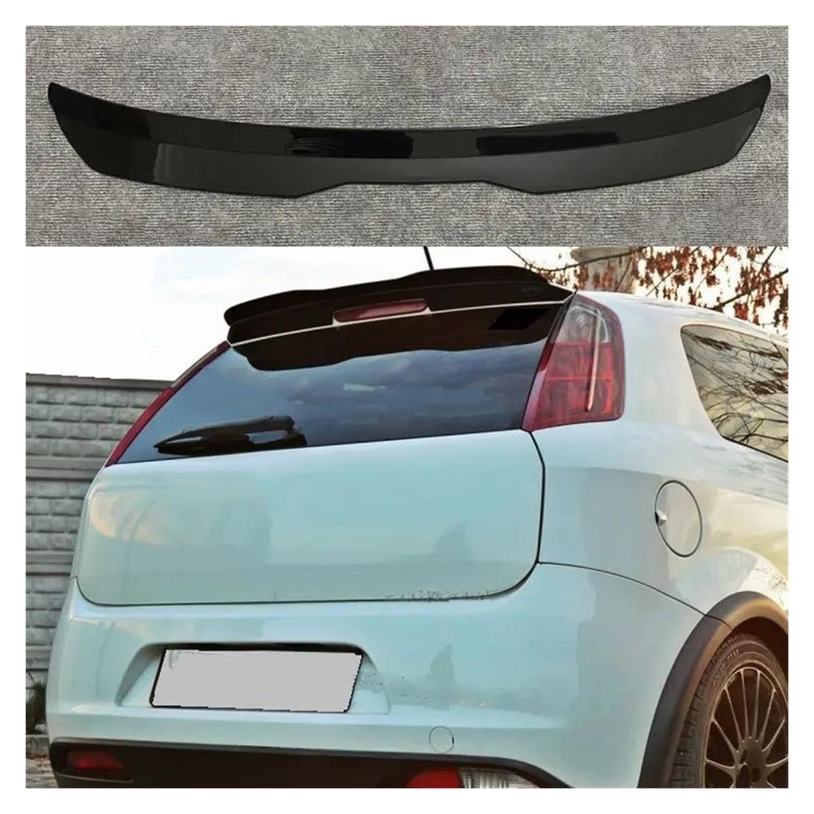 Spoiler Flügel Für FIAT Spoiler Für FIAT Für Grande Für Punto Für Abarth Spoiler 2007 Zu 2010 Carbon Faser Glänzend Schwarz Spoiler Heckspoiler(Gloosy Black) von NCTPICLC