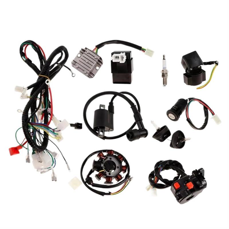 Zündspule Zündungen 1 Set Kabelbaum Webstuhl CDI Zündspule Zündkerze Schlüssel Schalter Für 150cc 250cc ATV Dirt Bike Stator Motorzündspule von NCTPICLC