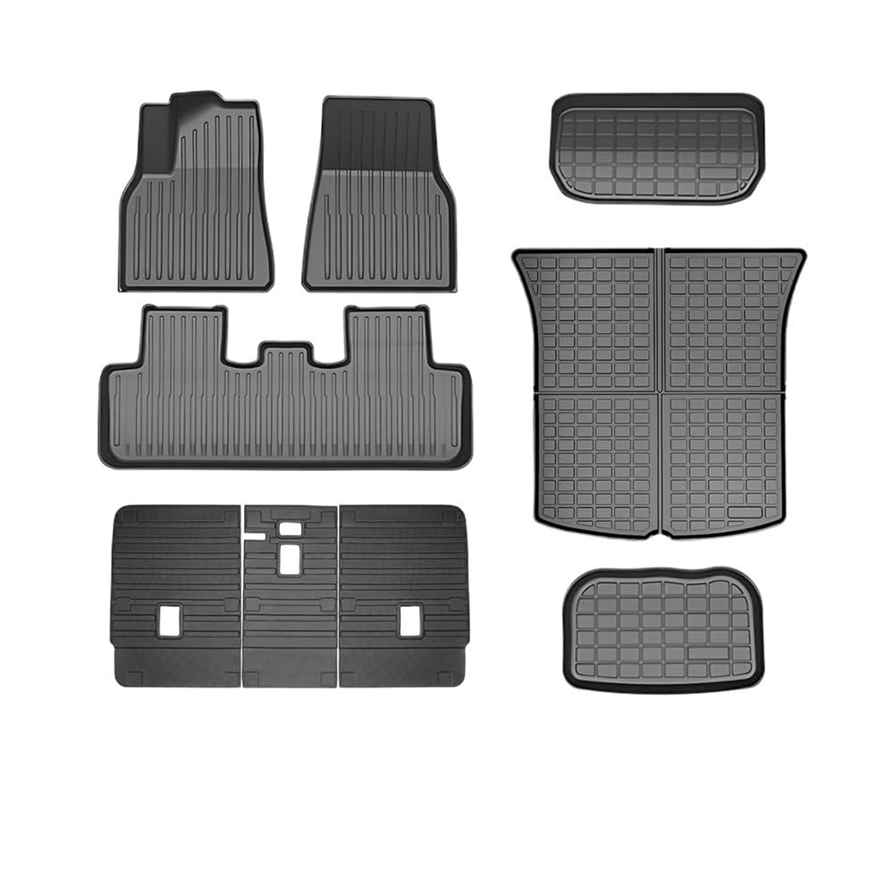 Volle Umgeben Kofferraummatte Für Modell Y 5 7-Sitzer 2024 2023 2022 2021 2020 Auto-Fußmatten Kofferraummatte Cargo-Liner Mit Rückenlehnenmatte von NCVCB