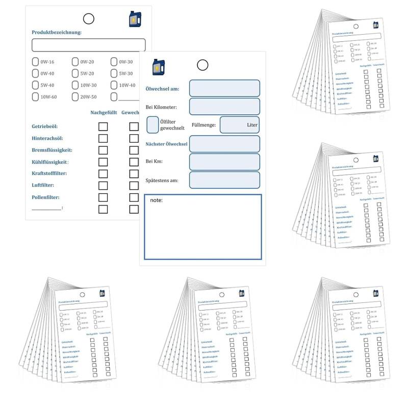 NCZCDZSW Ölwechselzettel 50 Stück Ölwechsel Anhänger 6 x 10cm Ölzettel mit Draht Inspektionsanhänger Öl Service Anhänger Ölwechselanhänger Ölwechsel Schilder Serviceanhänger Öl Schilder mit Draht von NCZCDZSW