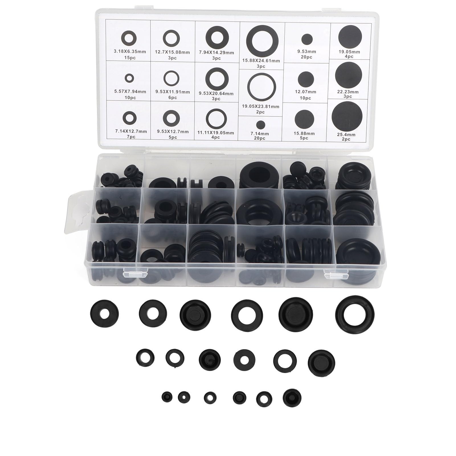 NDNCZDHC 125-teiliges Gummitüllen-Sortiment-Set, Dichtung für elektrische Zylinderventilpumpe von NDNCZDHC