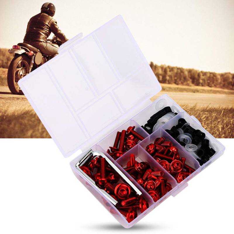 NDNCZDHC 158pcs / Set Universal Verkleidungsschrauben Dichtungsschlüssel Kit Motorradzubehör (Red) von NDNCZDHC