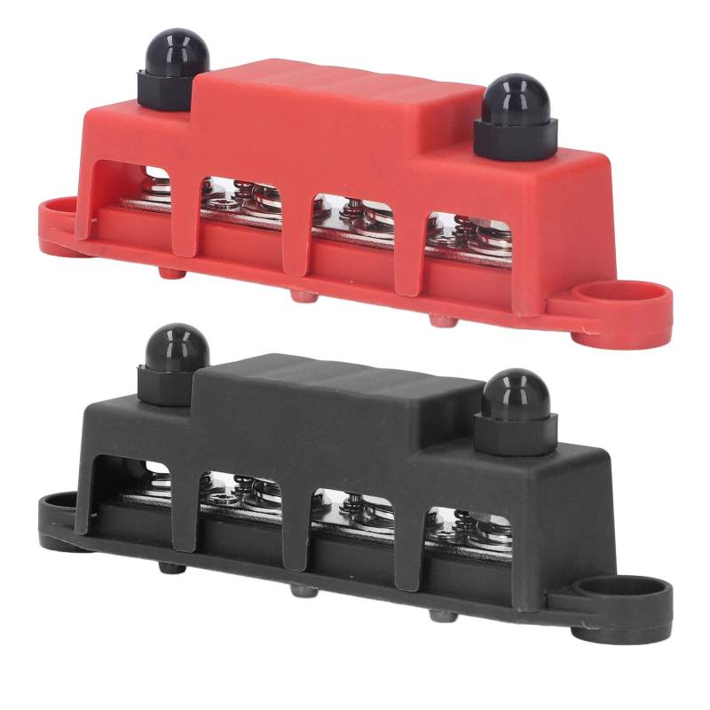 NDNCZDHC 2 Stück Sammelschiene DC48V 250A Stromverteilerblock 4 Positionen M10 roter und schwarzer Sammelschienenklemmenblock von NDNCZDHC