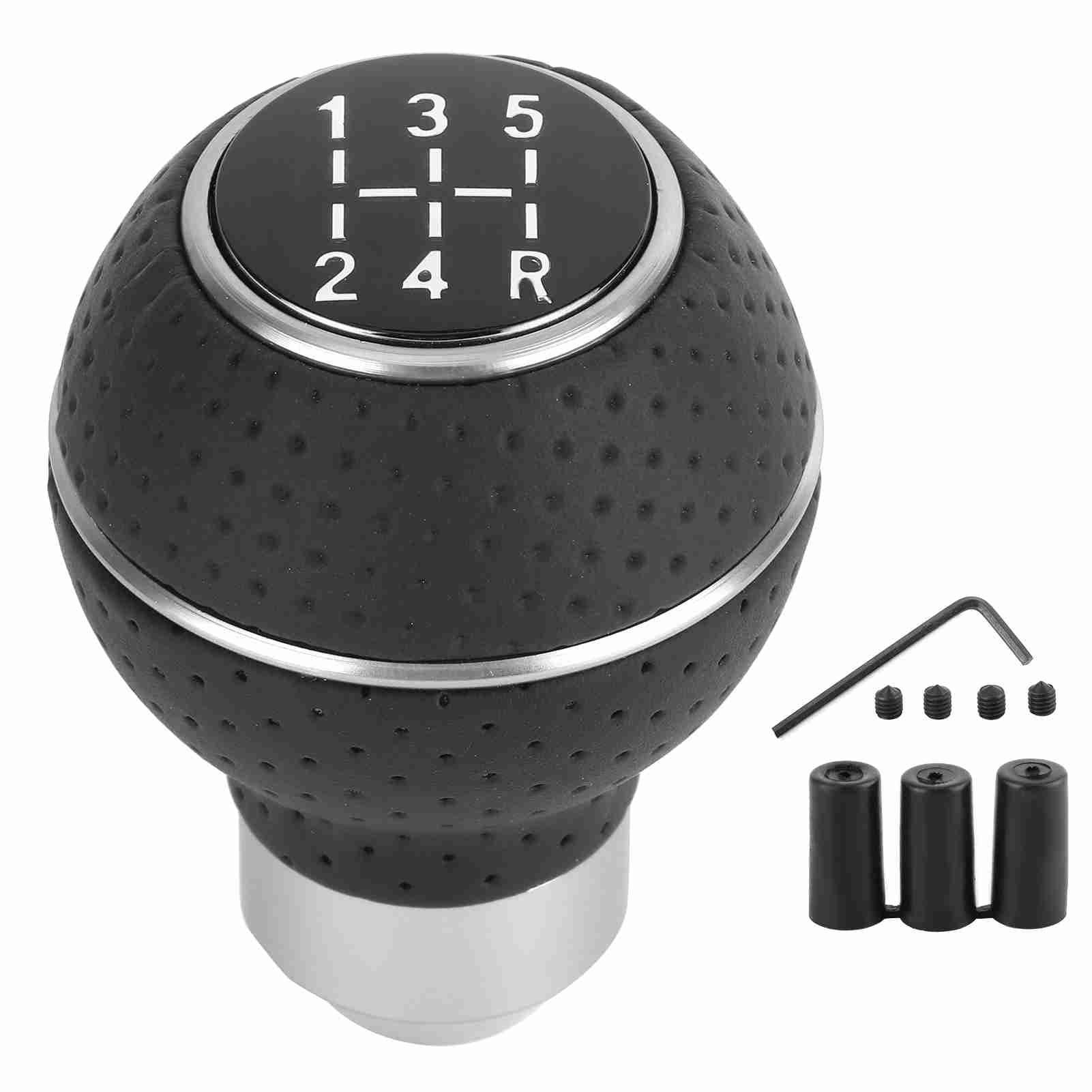 NDNCZDHC 5 Speed Gear Shift Knob Stick Aluminium Alloy and Leather Manual Automobiles Accessory (A (Black)) von NDNCZDHC